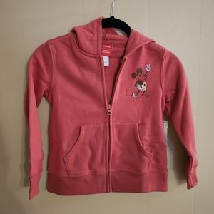 Disney Mickey Mouse Vintage Look Small Girls Light Red Zip Up Sweatshirt